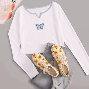 Butterfly Crop Long Sleeve | Tops